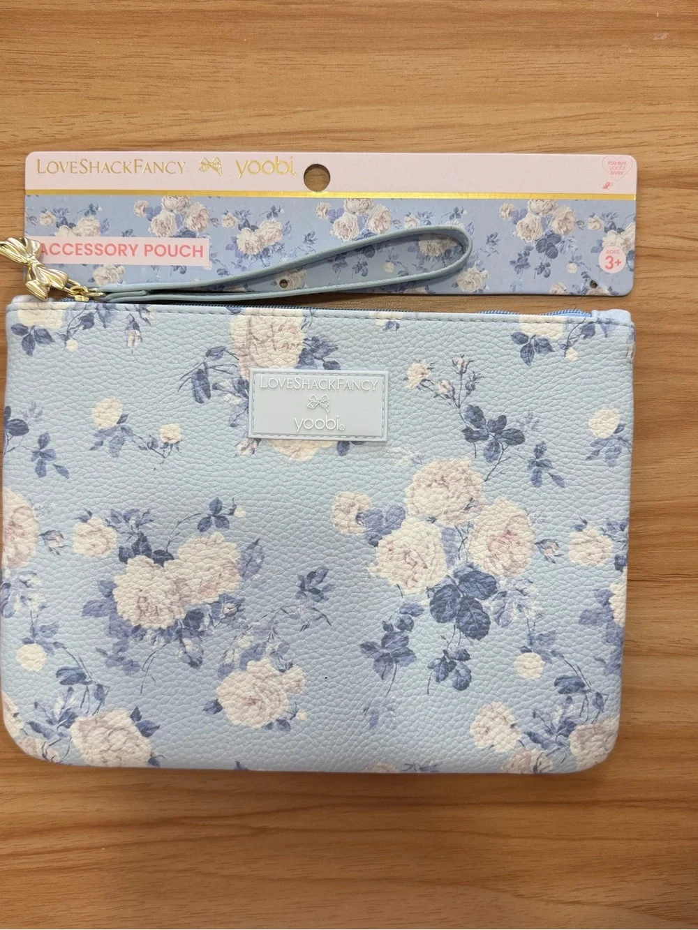 LoveShackFancy Powder Blue Floral Wristlet Pouch